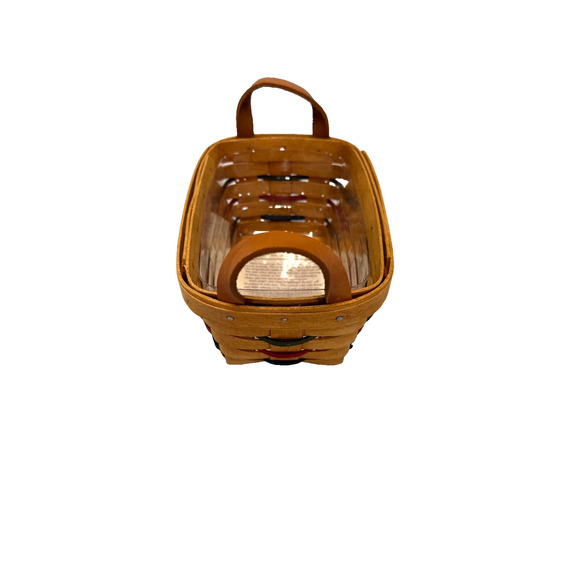 1995 Longaberger Woven Traditions Tea Basket w/Protector 7"L x 5"W x 3.5"H - Picture 2 of 4